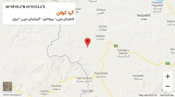 روستای گرد کولان بر روی نقشه