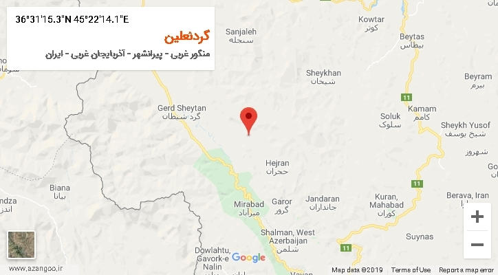 روستای گردنعلین بر روی نقشه