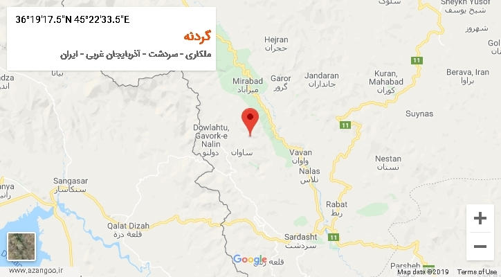 روستای گردنه بر روی نقشه