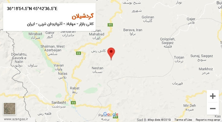 روستای گردشیلان بر روی نقشه