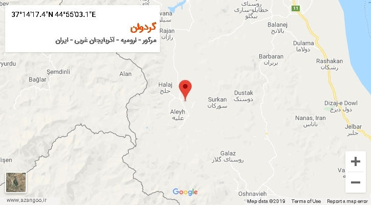 روستای گردوان بر روی نقشه