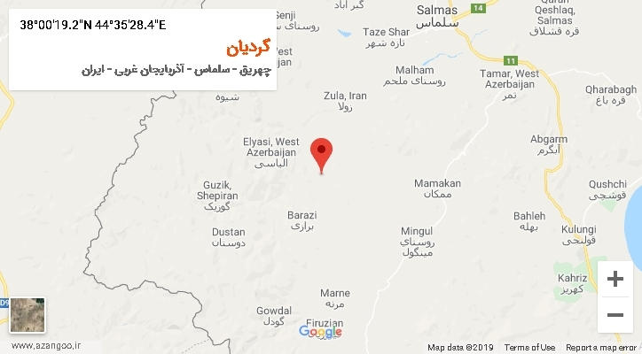 روستای گردیان بر روی نقشه