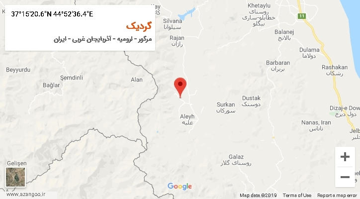 روستای گردیک بر روی نقشه