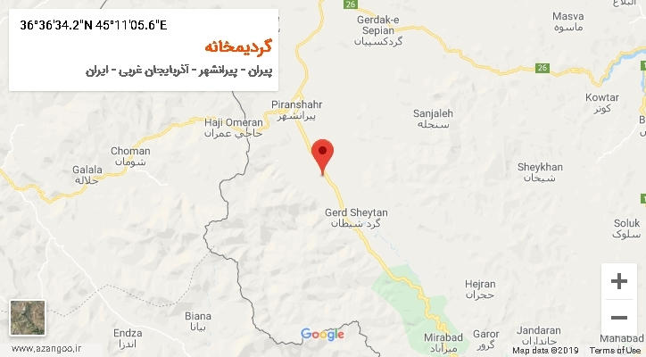 روستای گردیمخانه بر روی نقشه
