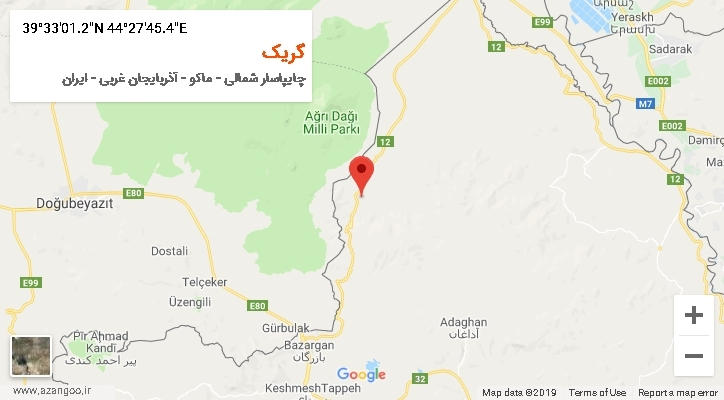 روستای گریک بر روی نقشه