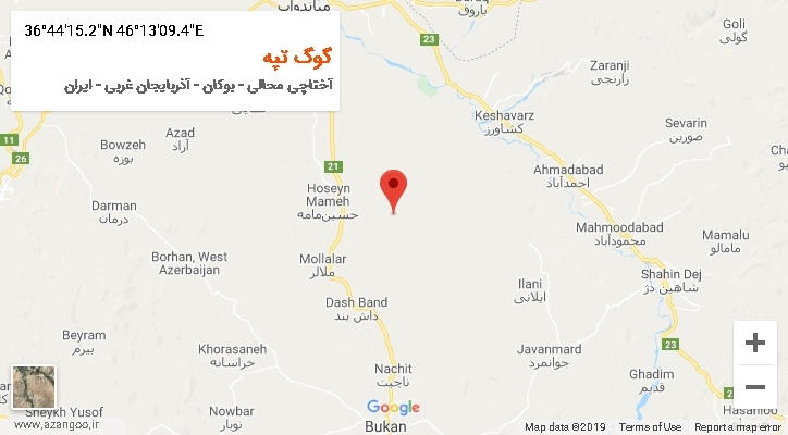 روستای گوگ تپه بر روی نقشه