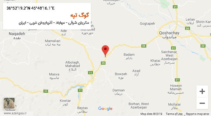 روستای گوگ تپه بر روی نقشه