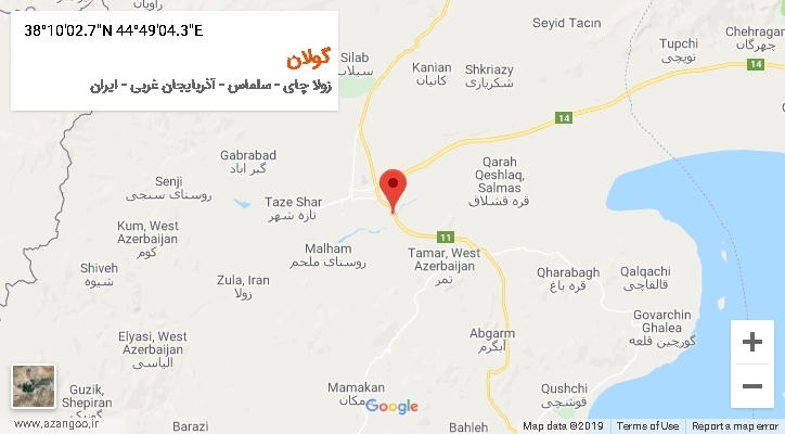 روستای گولان بر روی نقشه