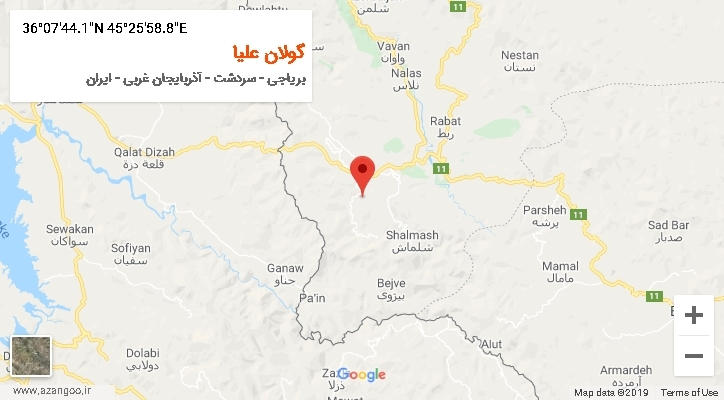 روستای گولان علیا بر روی نقشه