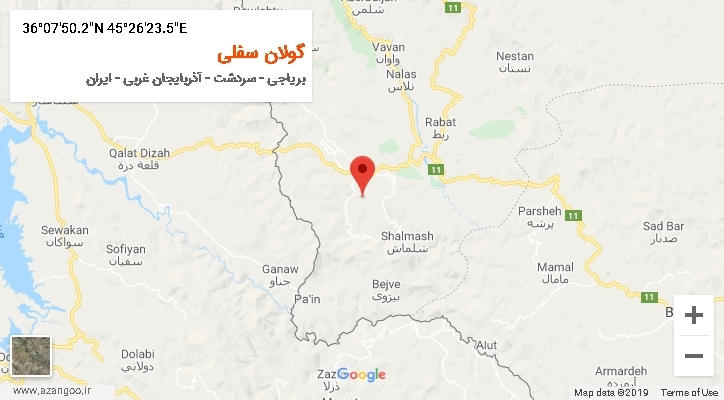 روستای گولان سفلی بر روی نقشه