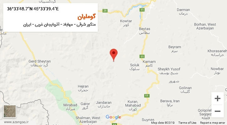 روستای گوملیان بر روی نقشه