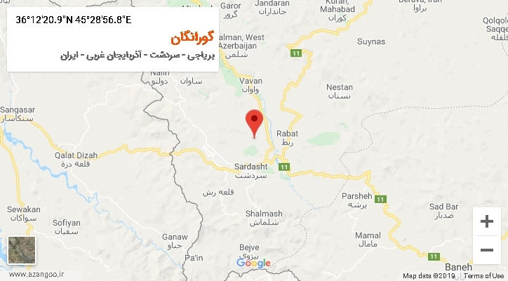 روستای گورانگان بر روی نقشه