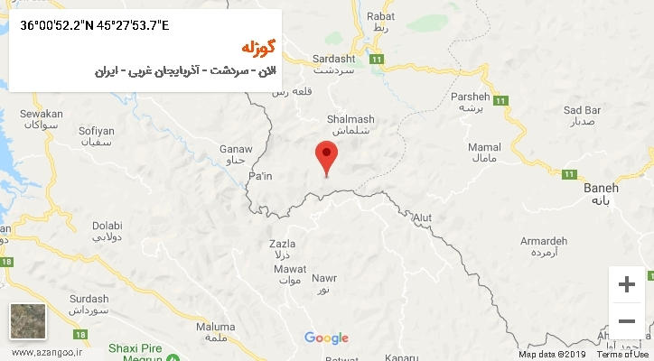 روستای گوزله بر روی نقشه