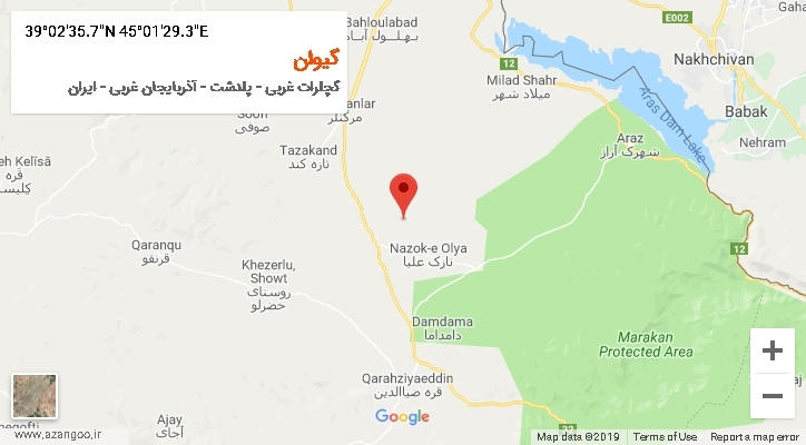 روستای گیوان بر روی نقشه