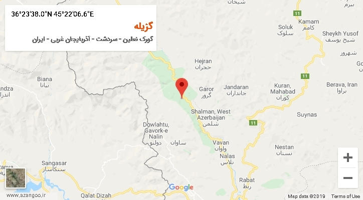 روستای گزیله بر روی نقشه