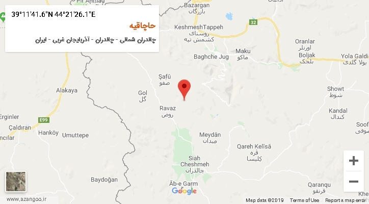روستای حاچاقیه بر روی نقشه