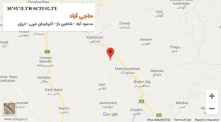 روستای حاجی آباد بر روی نقشه