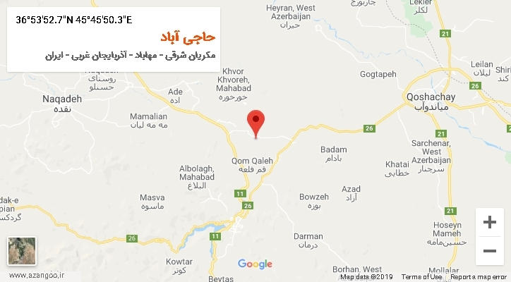 روستای حاجی آباد بر روی نقشه