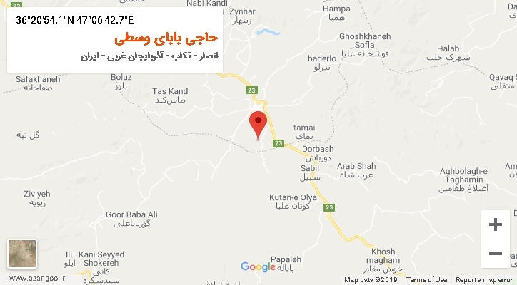 روستای حاجی بابای وسطی بر روی نقشه