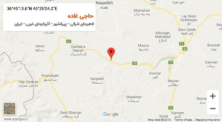 روستای حاجی غلده بر روی نقشه