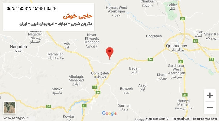 روستای حاجی خوش بر روی نقشه