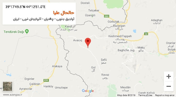 روستای حالحال علیا بر روی نقشه