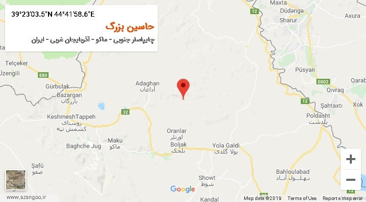 روستای حاسین بزرگ بر روی نقشه
