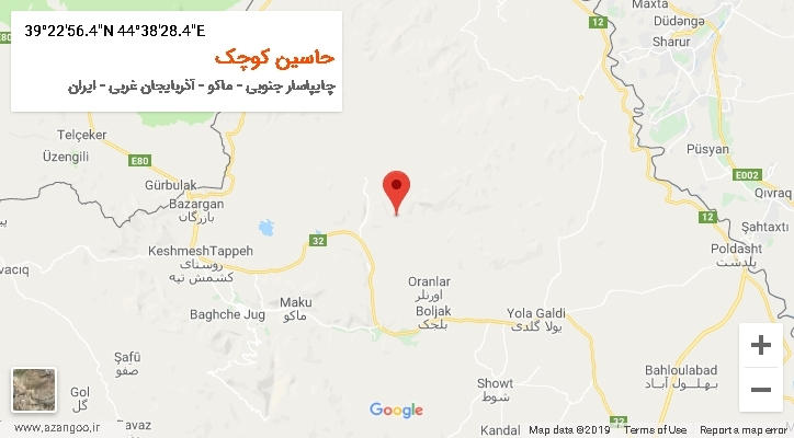 روستای حاسین کوچک بر روی نقشه