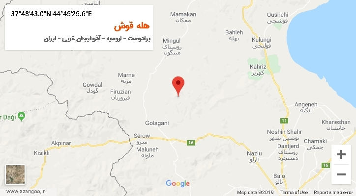 روستای هله قوش بر روی نقشه