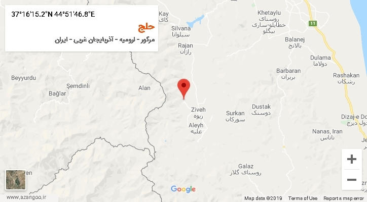 روستای حلج بر روی نقشه