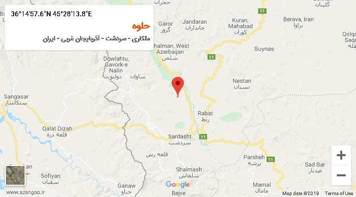روستای حلوه بر روی نقشه