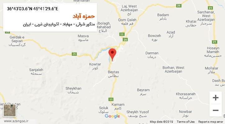 روستای حمزه آباد بر روی نقشه