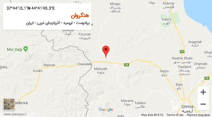 روستای هنگروان بر روی نقشه