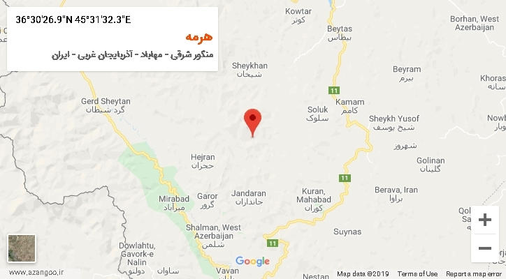 روستای هرمه بر روی نقشه