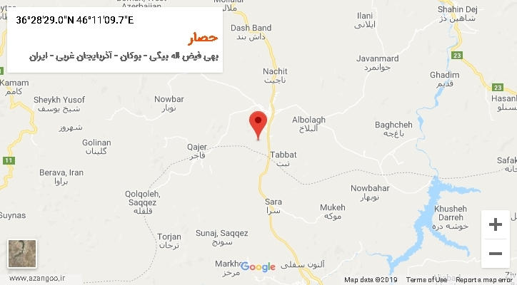 روستای حصار بر روی نقشه