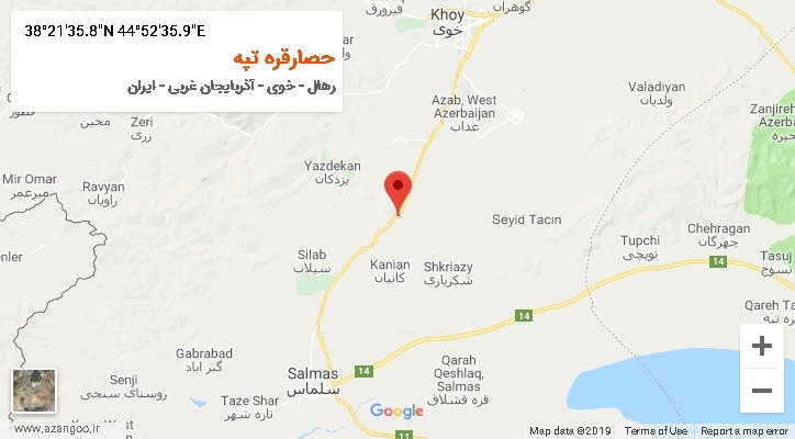روستای حصارقره تپه بر روی نقشه