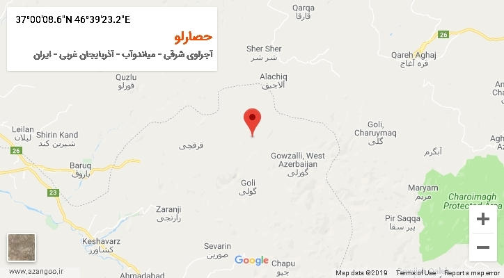 روستای حصارلو بر روی نقشه