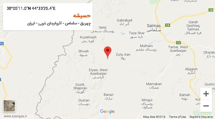 روستای حسبشه بر روی نقشه