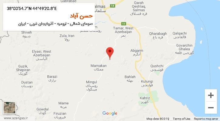 روستای حسن آباد بر روی نقشه