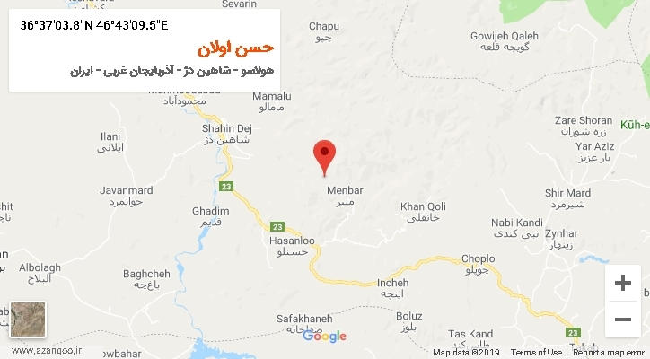 روستای حسن اولان بر روی نقشه