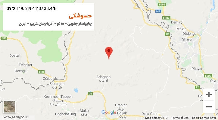 روستای حسوشکی بر روی نقشه