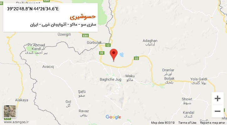 روستای حسوشیری بر روی نقشه