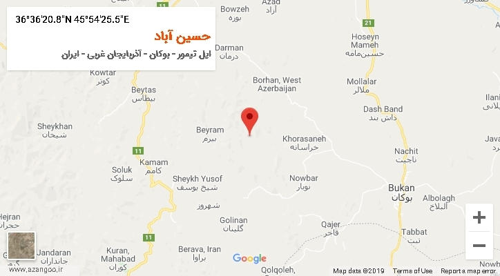روستای حسین آباد بر روی نقشه