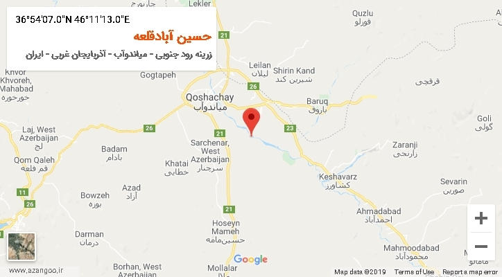 روستای حسین آبادقلعه بر روی نقشه