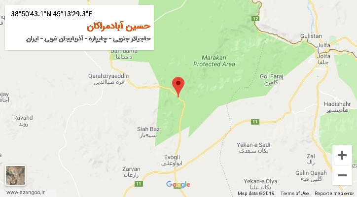 روستای حسین آبادمراکان بر روی نقشه