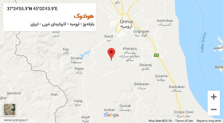 روستای هوندوک بر روی نقشه