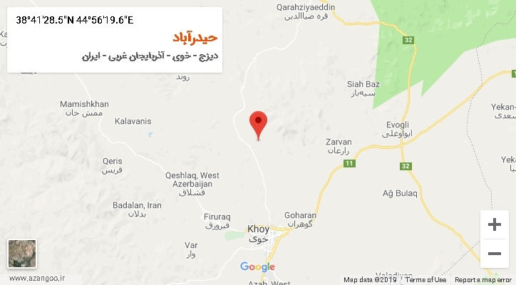 روستای حیدرآباد بر روی نقشه