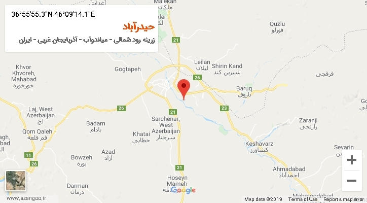 روستای حیدرآباد بر روی نقشه