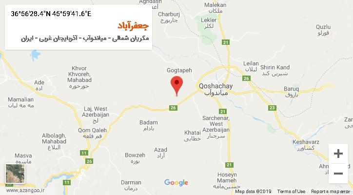 روستای جعفرآباد بر روی نقشه