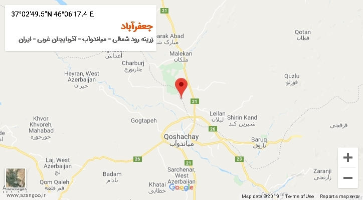 روستای جعفرآباد بر روی نقشه